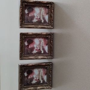 Set of 3 ornate gold tone frames, like new
